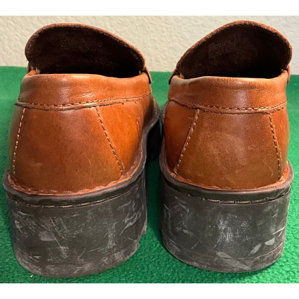 BORN Women's Sz 6M Carrera Plateform Shoes Penny Loafers Brown Leather Slip On - Picture 2 of 11